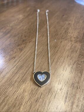 Heart Pendant Necklace with Black and Gold Finish 14KT
